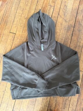 Dragonfly Dark Green Athletic Polyester Cropped Hoodie